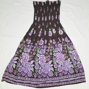 Sundress brown, purple & green floral